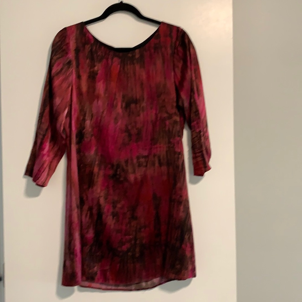 Alice + Olivia Pink and Brown Abstract Shift Dress